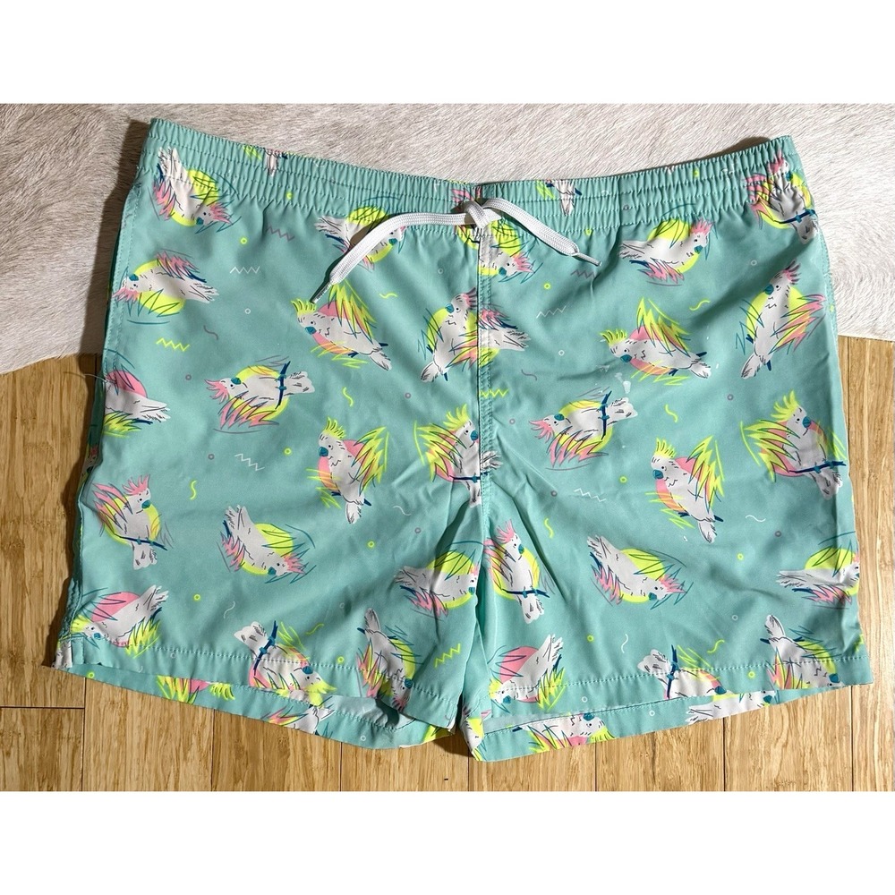 Chubbies Men's Size XL Tropical Bird/Parrot Print Swim Trunks Lined Swimwear